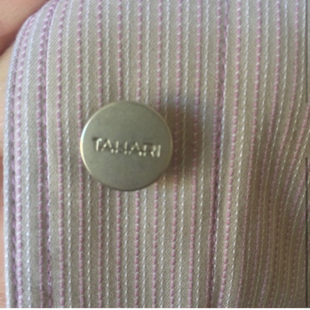 Tahari Pinstripe Trucker Jacket Beige Size S - Picture 4 of 6